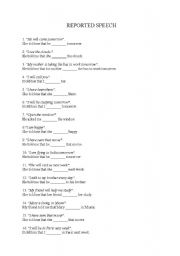 English Worksheet: REPORTED SPEECH