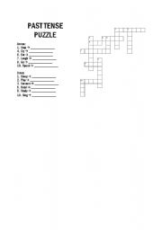 English Worksheet: Past Tense Verb Crossword Puzzle