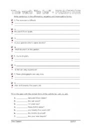 English Worksheet: the verb to be