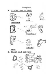 English worksheet: The alphabet  D-E-F