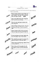 English Worksheet: Animals
