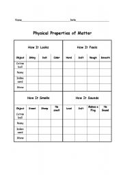 English Worksheet: Physical Properties of Matter