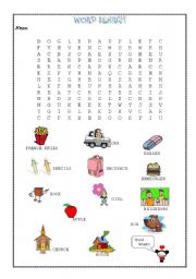 English Worksheet: Beginner basic vocabulary wordsearch