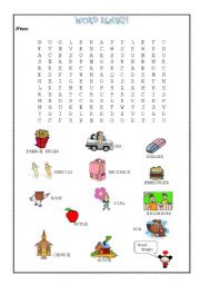 Beginner basic vocabulary wordsearch