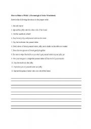 English Worksheet: How to Make a PB&J (scrambled instructions)