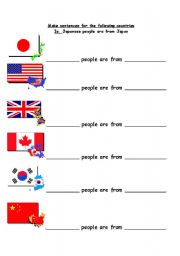 English Worksheet: Country Vocabulary Practice