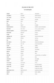 English worksheet: Places of the city - vocabulary with pronunciation and meanings