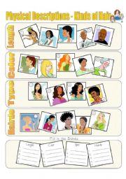 English Worksheet: Physical Descriptions - Hair - Exercise