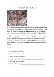 English Worksheet: US $5 Bill