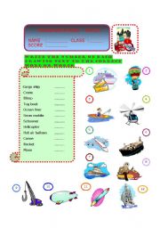 English Worksheet: Transport - Match Part-3