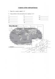 English Worksheet: Countries and nationalities of the world and Europe