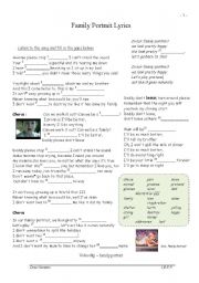 English Worksheet: Family Portrait - Pink