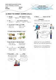 English Worksheet: exam for 7th grades