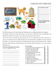 English Worksheet: Families and their pets 2