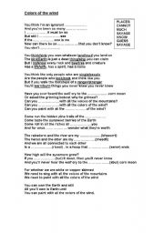 English Worksheet: Song: Colors of the wind