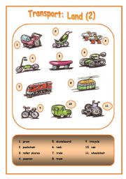 English Worksheet: Means of transport: Land (2)