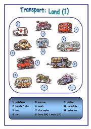 English Worksheet: Means of transport: Land (1)
