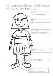 English Worksheet: DESCRIBE ALICE