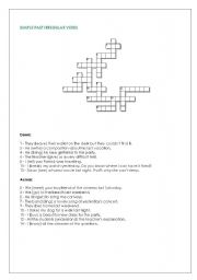 English Worksheet: Simple past irregular verbs crossword