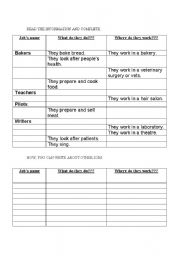 English Worksheet: Jobs chart