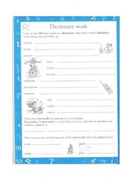 English Worksheet: dictionary work