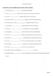 English Worksheet: relative clauses