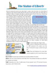 English Worksheet: The Statue of Liberty