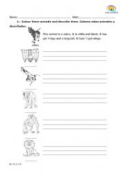 English worksheet: describing animals