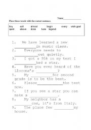 English Worksheet: Vocabulary cloze worksheet