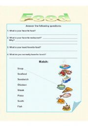 English Worksheet: Food Exercises