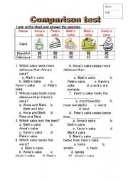English Worksheet: comparison test
