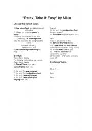 English worksheet: Relax take it easy 