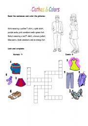 English Worksheet: Clothes & Colors