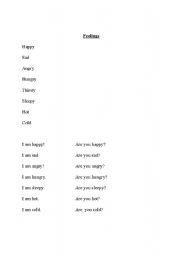 English worksheet: Feelings List