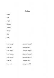 English Worksheet: Feelings List