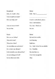 English Worksheet: Doctor Conversations