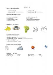 English worksheet: exam for 4 grade