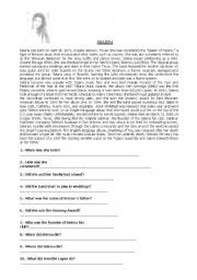 English Worksheet: Reading about a famous singer