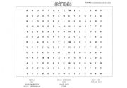 English Worksheet: Greetings Word Search