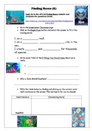 English Worksheet: Finding Nemo- website search