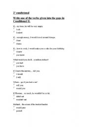 English Worksheet: Conditional type 2