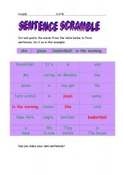 English Worksheet: scramble sentences