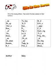 English worksheet: MISSING LETTERS