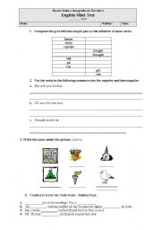 English Worksheet: Test- simple past / vocabulary