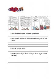English Worksheet: Cathy gets married