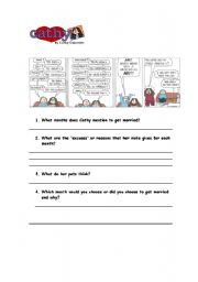 English worksheet: Cathy gets married