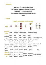 English Worksheet: uncountables