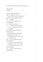 English Worksheet: paperback writer