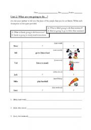 English Worksheet: What are you going to do?
