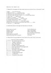 English Worksheet: Verb to be - exercises for children
